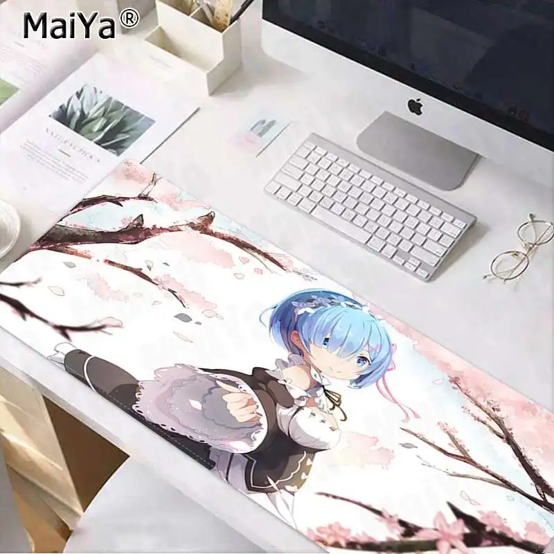 Lock Edge 40X90cm Maiya высокое качество Rem Re Zero Аниме девушка DIY дизайн игровой с узором коврик для мыши большой коврик для мыши клавиатуры коврик - Color: Lock Edge 40X90cm