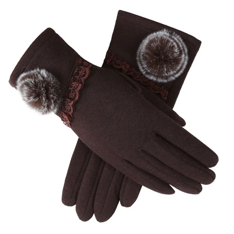 022 brown HanXi зимние модные перчатки женские эластичные сенсорный экран полный палец перчатки элегантные леди варежки бархат - Цвет: 022 brown