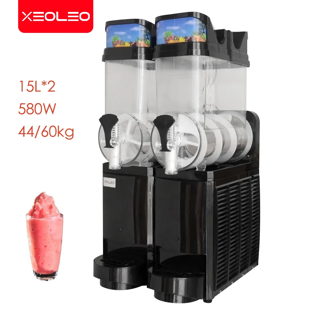 

XEOLEO Commercial Slush Machine Double Tank 15L*2 Ice Slusher Slush Granita Machin Ice Cream Snow Melting Machine Smoothie Maker