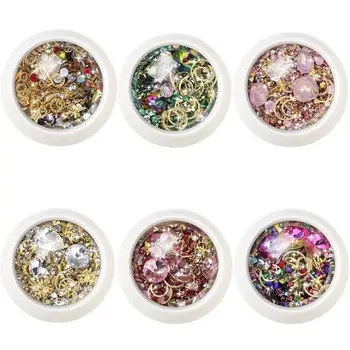 

Mix Shapes Glitter Diamond Metal Twisted Bar Beads Nail Art Rhinestones Gems Decals Manicure DIY Tips