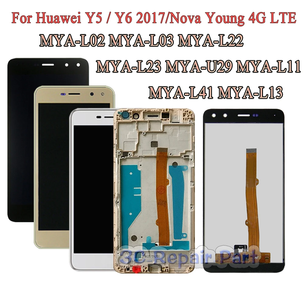 Новый ЖК дисплей для Huawei Y6 2017 Y5 с тачскрином в сборе Nova Young 4G LTE L41 L02 L13 L23 U29 4G|Экраны