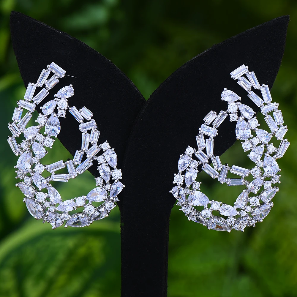

Jimbora Monaco Design 2020 Flower Charms Trendy Women Earrings Cubic Zircon Drop Earring For Women Wedding Party Accessories
