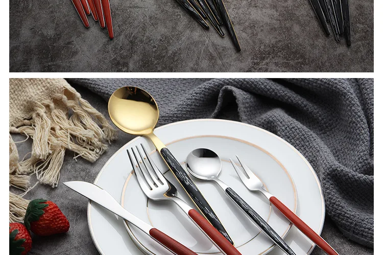 304 Stainless Steel Tableware Set Hotel Restaurant Knife, Fork And Spoon Clamping Handles Portugal Convenient West Tableware Thr