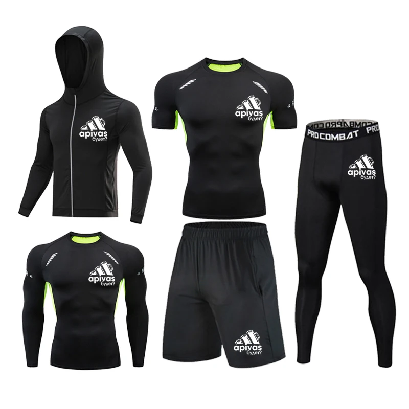 Men Jiu jitsu Rashguard MMA T-shirts Sets Bjj Muay Thai Boxing Jerseys Long Sleeve Boxeo Suit Brand 5Pcs Set Fitness Sport Suits