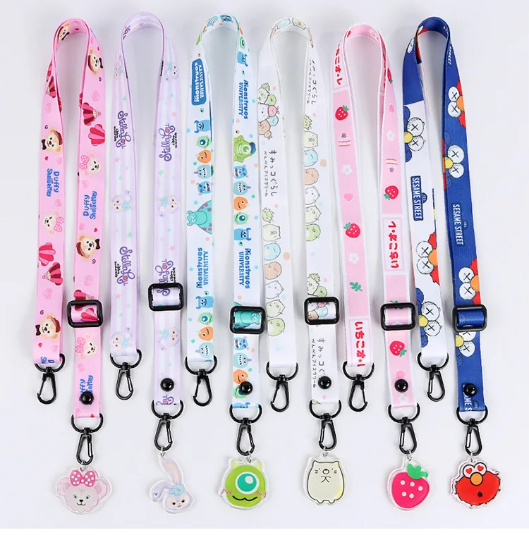Cartoon Pattern Shoulder Suspender Strap Women's Webbing Halter Coffee Beverage Water Bottle Broadband Lanyard Arcylic Hanging B