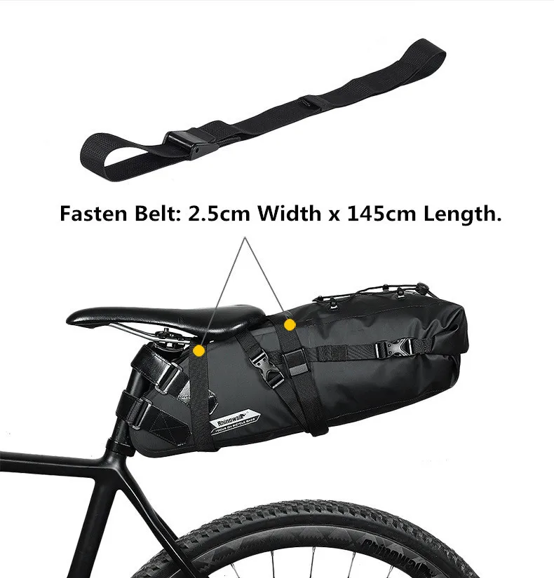 RHINOWALK Waterproof Mountain Bicycle Saddle Bag 10L Big Long Bike Pannier Rear Seat Mudguard Fender Bag Bicycle Accessories (15)