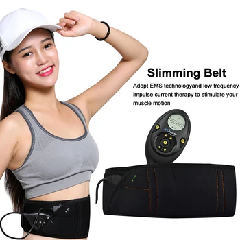 

Detachable Adjustable Modes Waist Wrap EMS Electric Vibration Black Loss Weight Slimming Belt Abdomen Massager 3.7V USB Charging