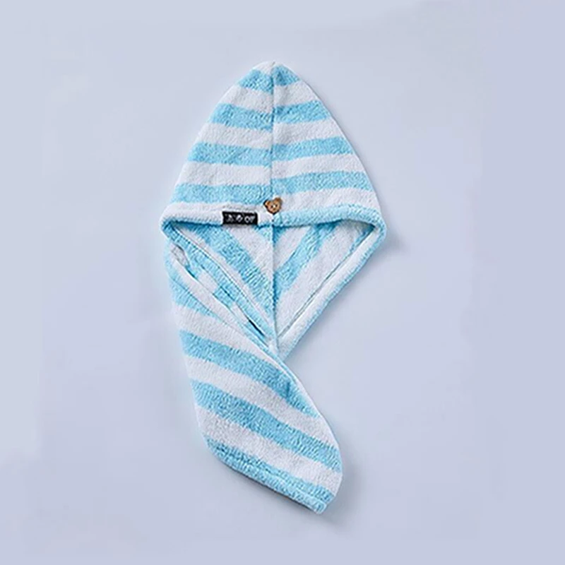 Женское полотенце для волос, ванная комната, мягкое супер впитывающее быстросохнущее полотенце из микрофибры, полотенце для волос, сухая шапочка для салона, Шапочка-полотенце для душа, тюрбан - Цвет: blue