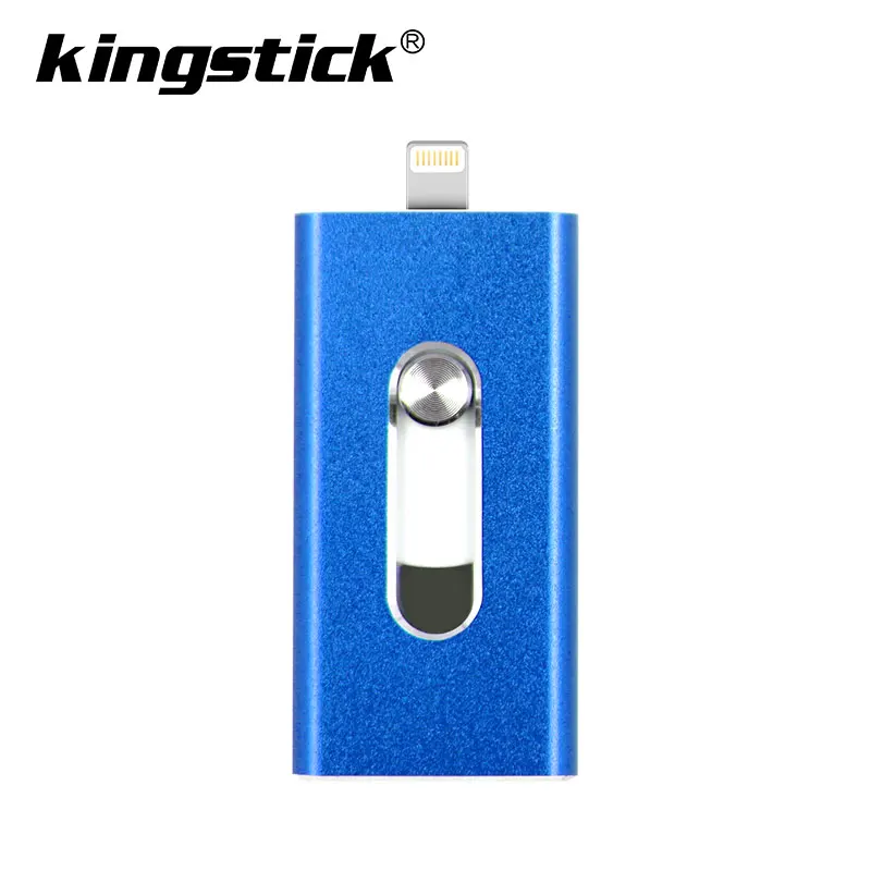 USB флэш-накопитель OTG 64 Гб 128 г, 3 в 1 u диск для apple iphone Memory stick 16 ГБ, роскошный android USB 2,0 Флешка i DRIVE - Цвет: blue