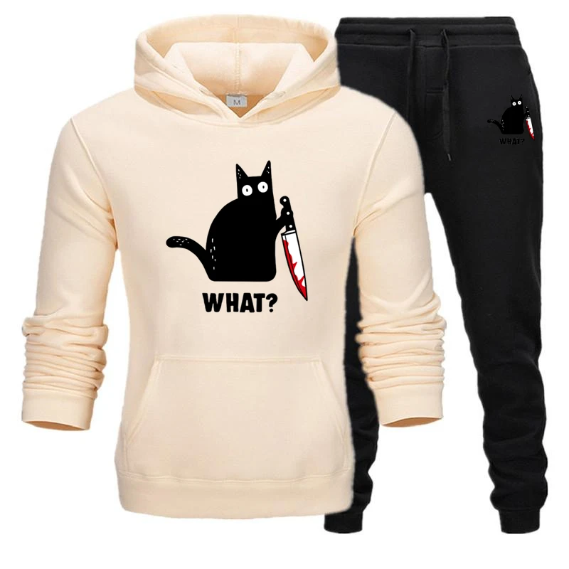 Khaki Black Новинка, фирменный спортивный костюм, мужские термотолстовки, мужские спортивные комплекты, флисовая плотная толстовка с капюшоном+ штаны, спортивный костюм, Malechandal hombre - Цвет: Khaki Black