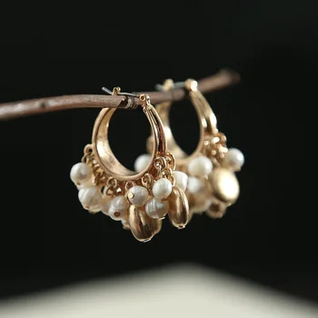

2019 New Natural Pearl Earrings Round Bohemian Boho Wind Korean Imported Earrings Wholesale
