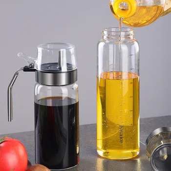 

Olive Oil Dispenser Bottle Oil And Vinegar Dispenser Stainless Steel Lead-Free Glass Bottle Kitchen Oil Salad Dressing Container