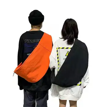 

New 2020 Outdoor Street Canvas Bag Solid Color Bicyclic Snap jiao zi bao Shoulder Shoulder Bag