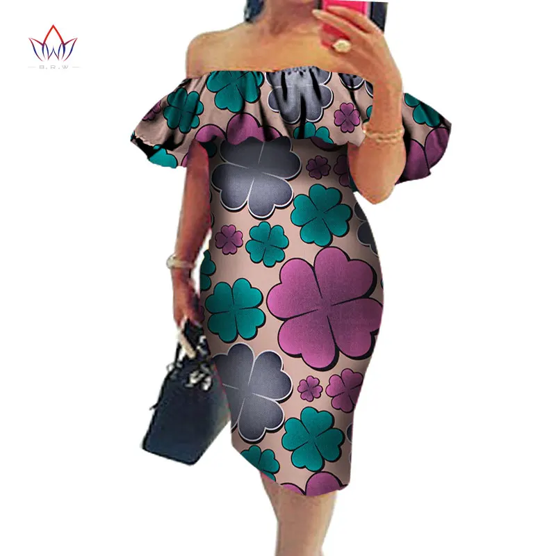 Новые африканские платья для женщин Дашики с открытыми плечами Африканское платье Базен размера плюс традиционная африканская одежда WY574 - Цвет: 4