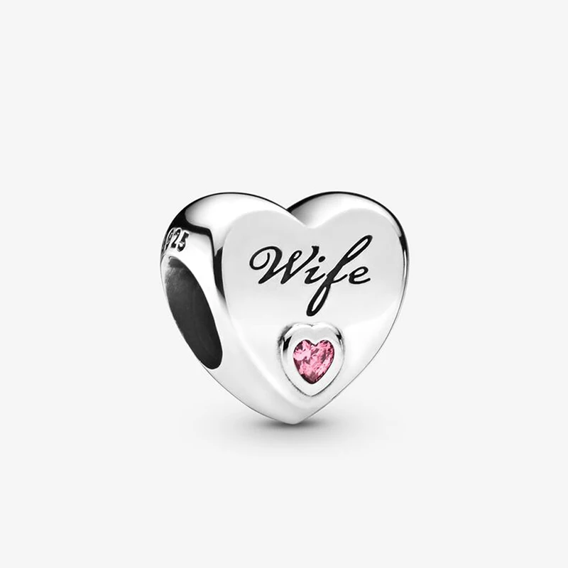 

2019 New Arrival 925 Sterling Silver Beads Wife Love Heart Charms fit Original Pandora Bracelets Women DIY Jewelry