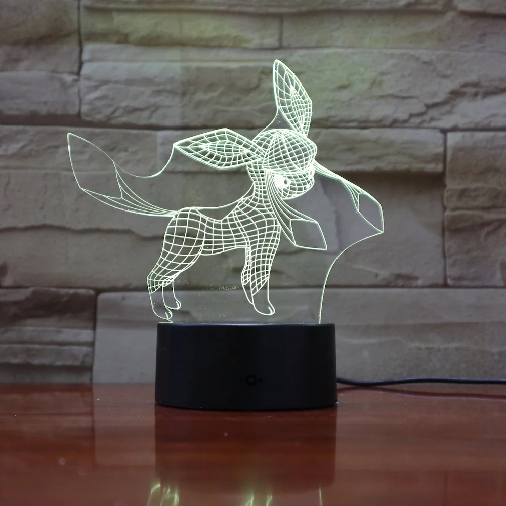 Pokemon Go Glaceon рисунок детский Ночной светильник светодиодный сенсорный датчик батарея ночной Светильник праздничный подарок Спальня 3d лампа Eevee family
