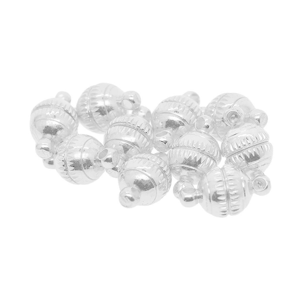 

10Sets Brass Engraved 8mm Ball Silvery Clasps Jewelry Making