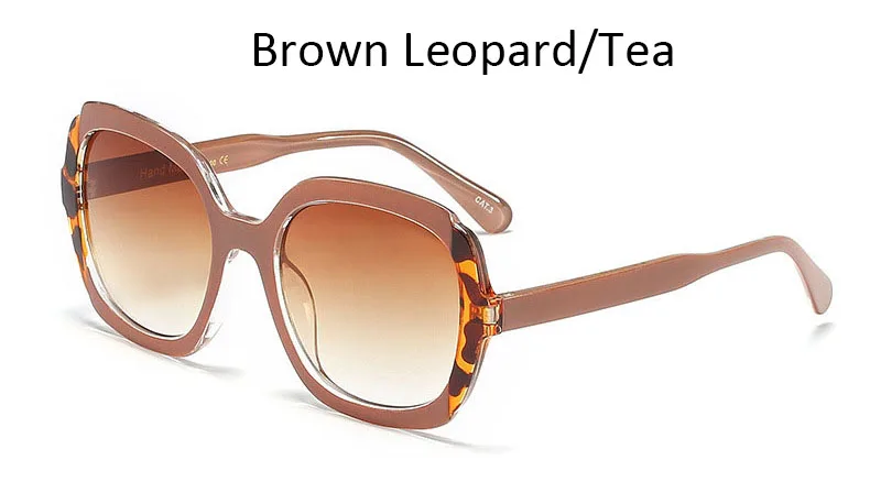 Brown Leopard Tea Сексуальные леопардовые Солнцезащитные очки женские модные брендовые дизайнерские роскошные солнцезащитные очки с большой оправой 90s женские квадратные градиентные линзы Oculos De Sol - Цвет линз: Brown Leopard Tea