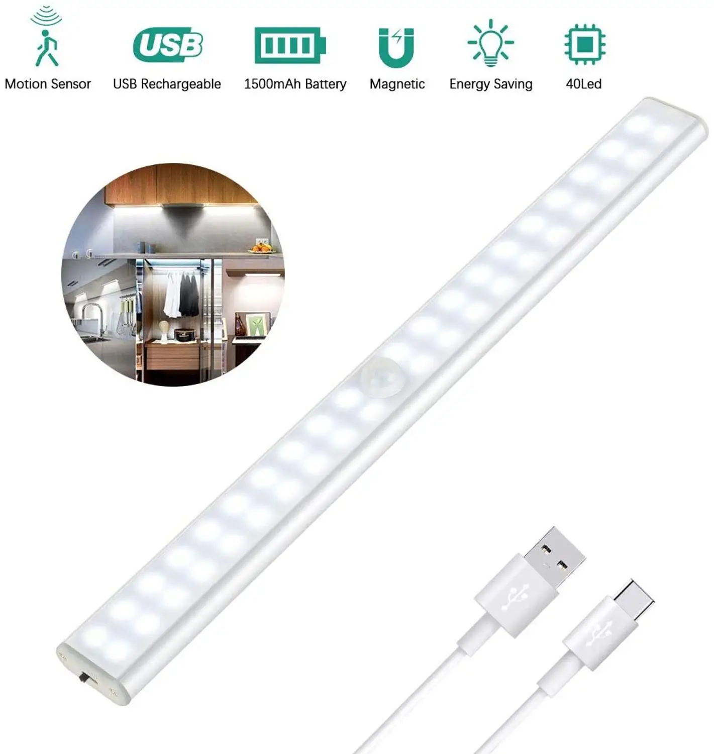 Светодиодная подсветка под шкаф инфракрасный датчик движения лампа 24 40 60 LED USB