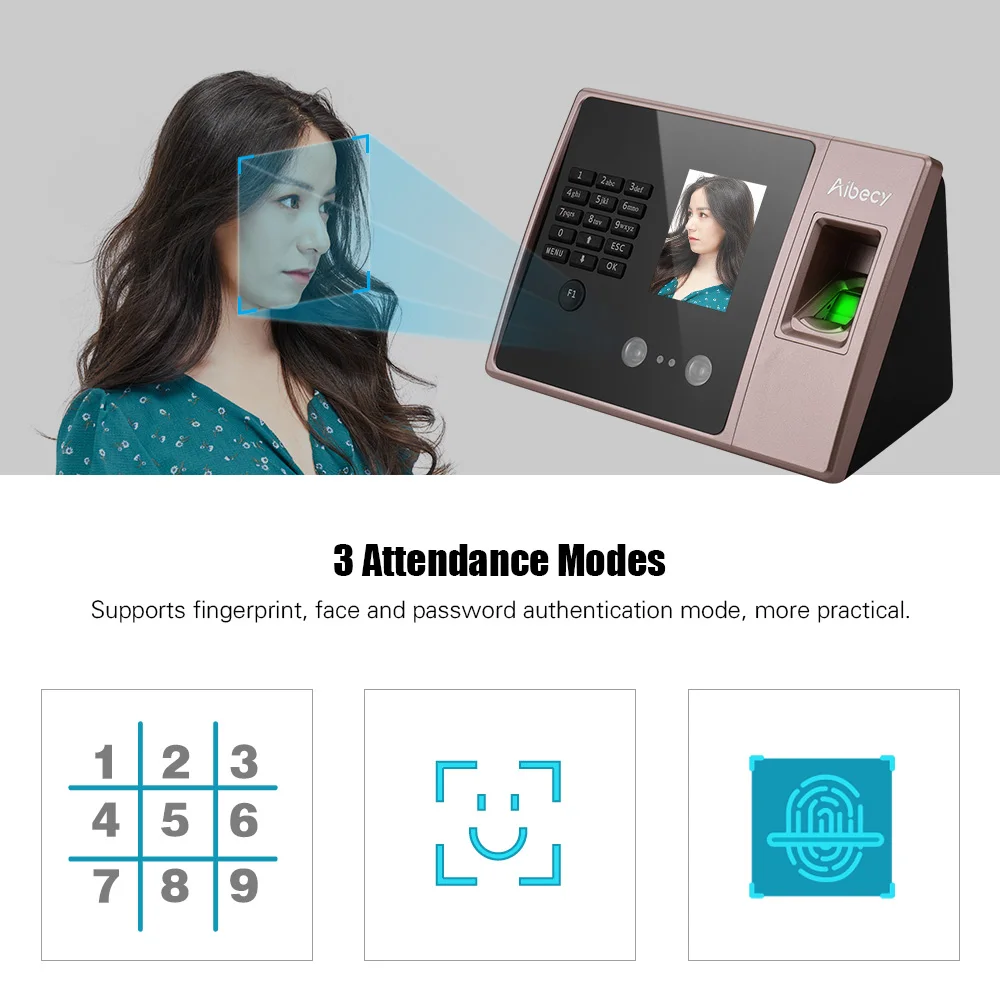 Multi-language Biometric Fingerprint Time Attendance Clock Recorder Employee Recognition Recording Device Electronic Machine