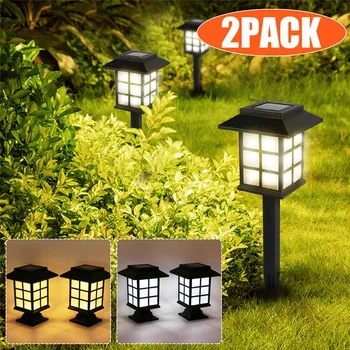 

2PCS LED Retro Solar Garden Lights Outdoor Landscape Lighting Solar Powered Path Lights Patio Yard Pathway Driveway Lawn Lamps