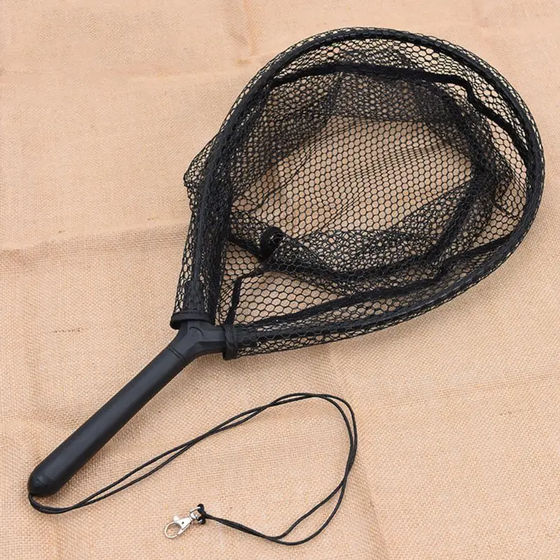 

Foldable Black Soft Landing Hand Dip Net ABS Handle Fly Fishing Mesh