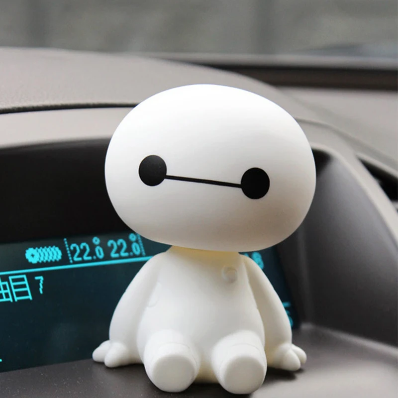 Мультяшный пластиковый робот Baymax Вибрирующая голова фигурка украшения для