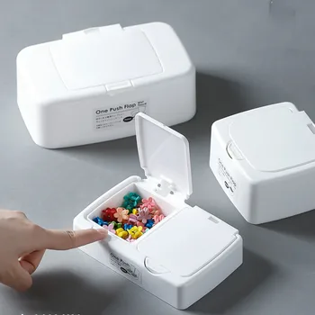 

Japan imported desktop button storage box small things clip cotton pad storage box with lid wipes box LB12274