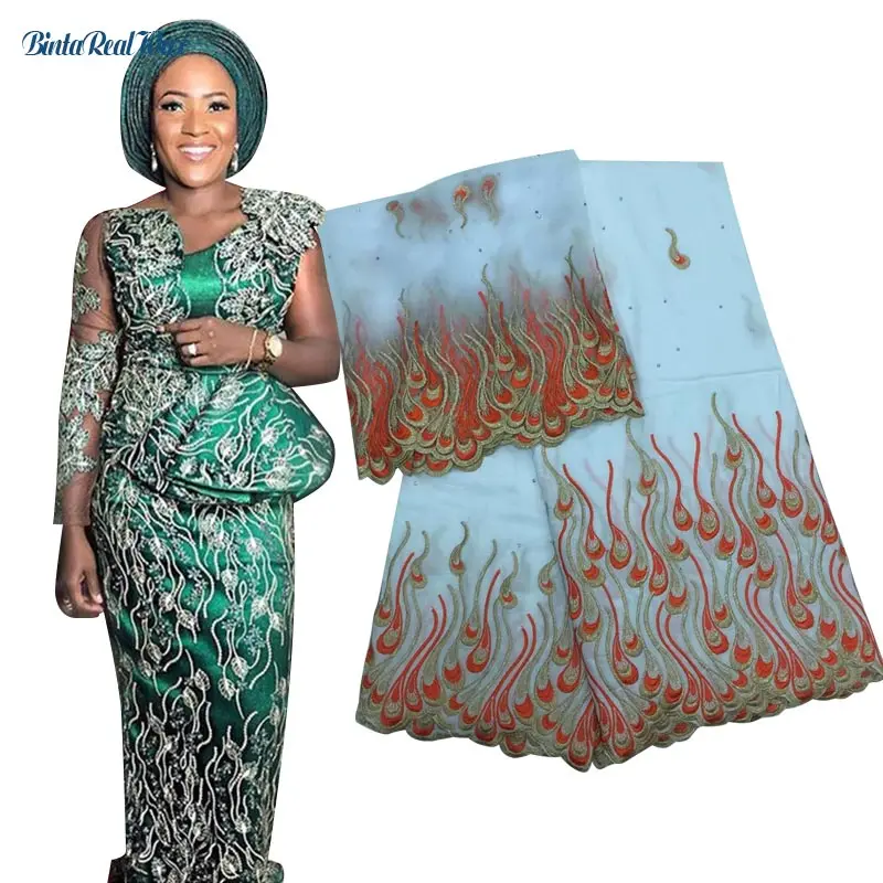 Bazin Vestidos Африканский Плюс Размер Топы и юбка комплект для женщин вечерние оборки вышитое Африканское кружево комплект из 2 предметов одежда XG014 - Цвет: 6