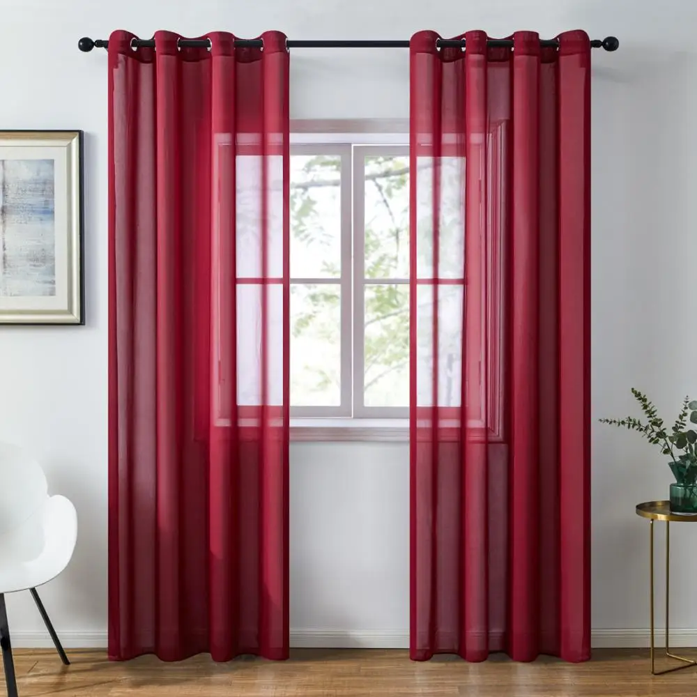 

YokiSTG Solid Chiffon Sheer Curtains For Living Room Bedroom Elegant Tulle Window Treatment Drapes For Kitchen Home Decoration
