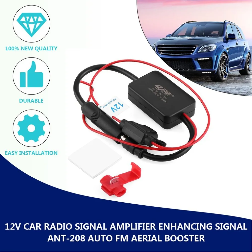 12V автомобиль радио усилитель сигнала ANT-208 автомобили FM антенна усилитель для повышения сигналов черный