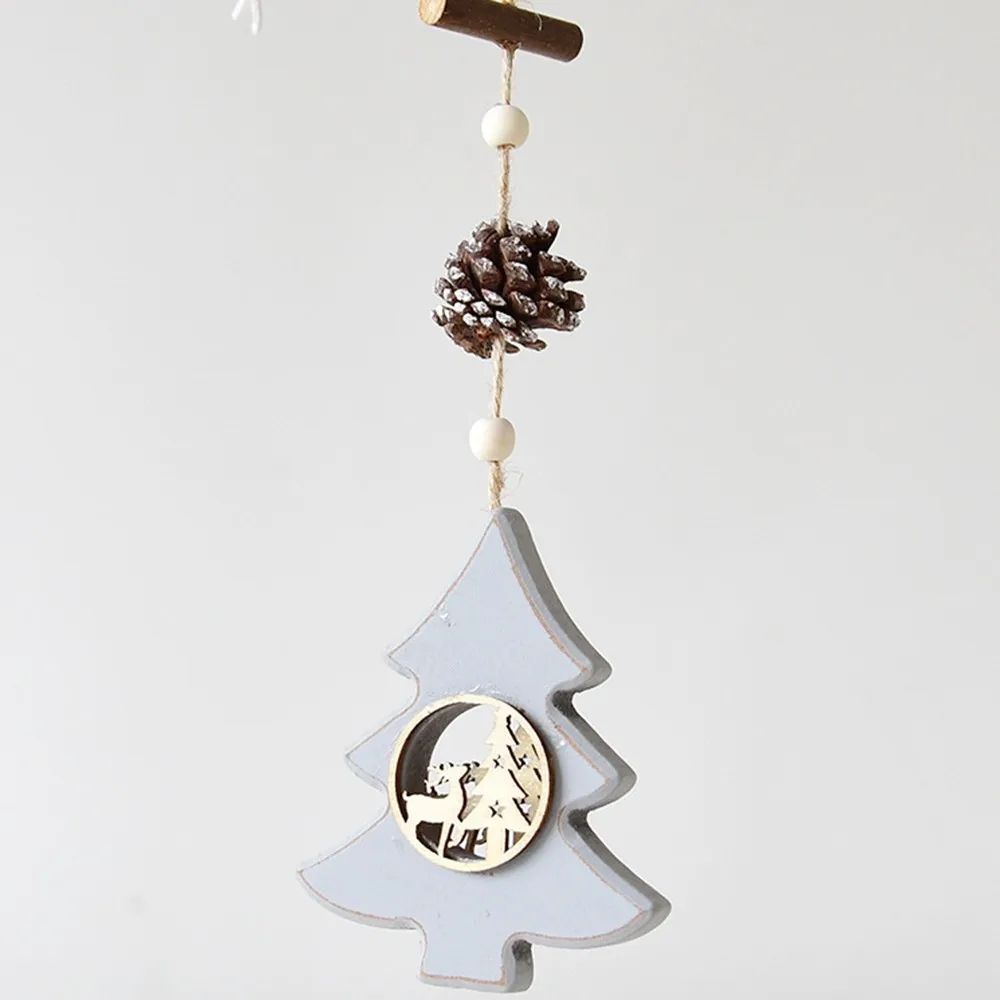 Hollow Xmas Tree Деревянное ремесло Pentagam Украшение Шарм креативная полая елка лося сосновый кулон конус рождественское подвесное украшение - Цвет: Hollow Xmas Tree