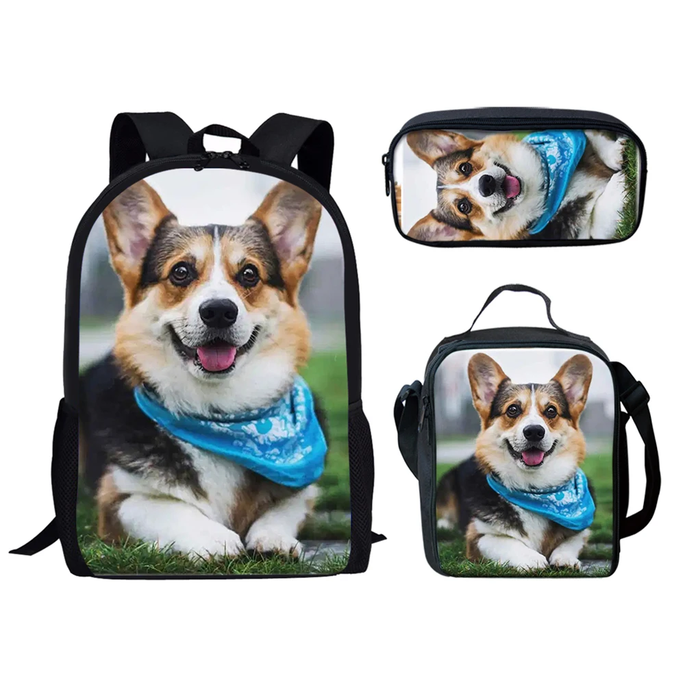 Hot Sales Schoolbag Kids Backpack Children School Bags Girls Boys Backpacks Cute 3D Corgi Print Teen Book Bag