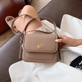 

Simple Solid Color Small Square Bag For Women 2020 New Fresh Wild Lady's Shoulder Messenger Bag Casual Diagonal Girl Bag Khaki