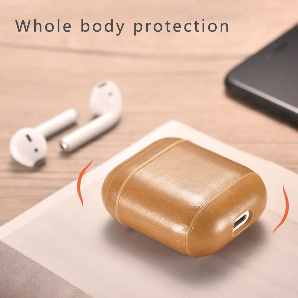 KISSCASE беспроводные bluetooth наушники чехол для Apple AirPods 1 2 чехол из натуральной кожи для Air Pods Funda чехол для зарядки ящики