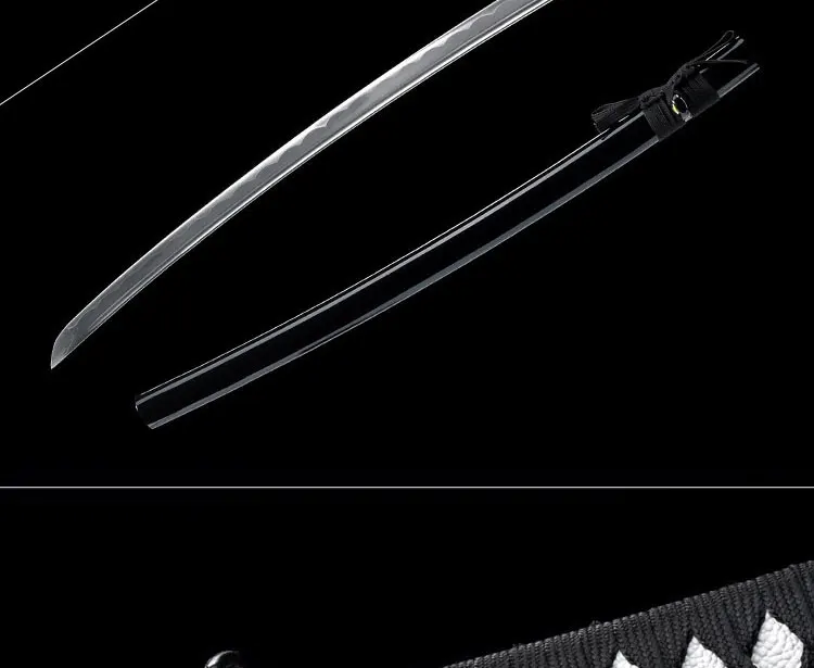 Japanese real Katana sword 1060 caron steel Bamboo blade full tang ninja swords for battle black wooden Saya sharpness for cutti