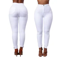 4XL Plus Size Solid Color Hip lifting High waist pencil pants Button Slim Trousers Female Tight Pencil Pants
