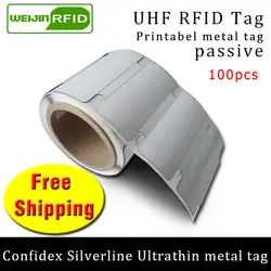 UHF RFID Ультратонкий Металл бирка линии серебрения confidex 915 м 868 МГц Impinj M4QT EPC 100 шт. Бесплатная доставка для печати ПЭТ Пассивная RFID Метка