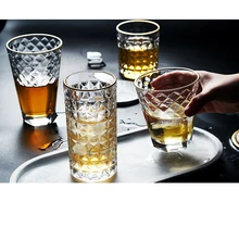 Brandy Snifters kubki szklane z linia złota gruba ulga kieliszek do whisky kuchnia przezroczyste szklanki tanie tanio CN (pochodzenie) ROUND Szkło Kieliszki do brandy