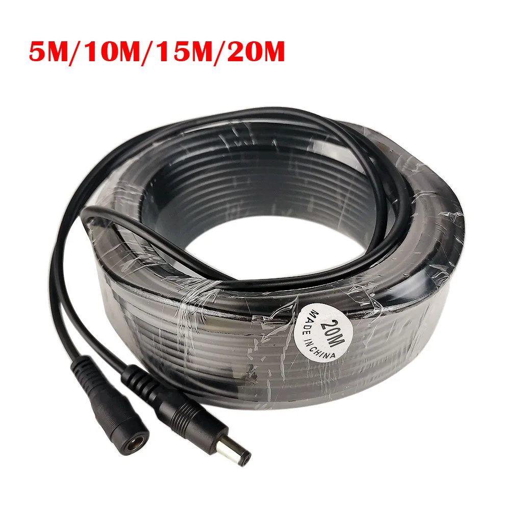 Cable de extensión de alimentación de 12V CC, 5m/10m/15m/20M, 5,5mm x 2,1mm, enchufe macho a hembra para cámara de seguridad CCTV IP Wifi de 12V