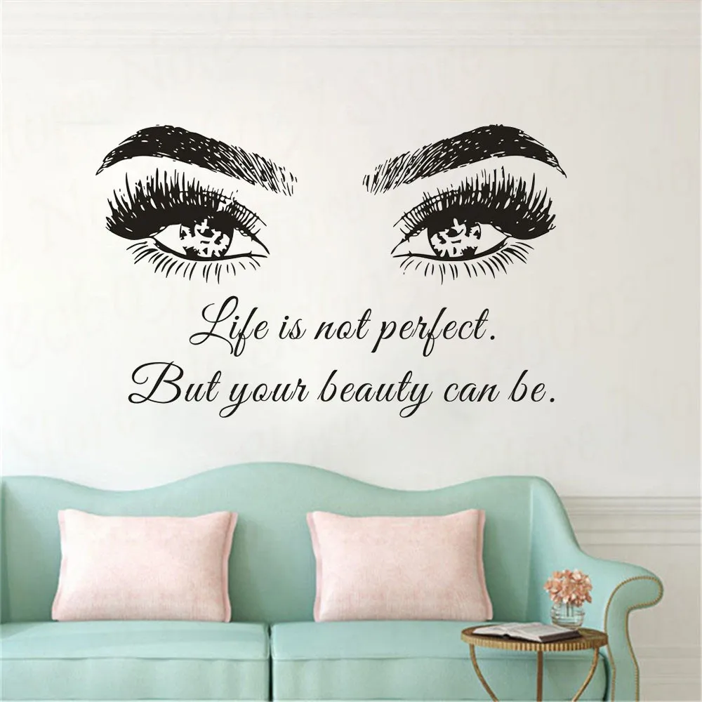 Women Eye Brows Wall Stickers Art Home Decor Self adhesive Wallpapers