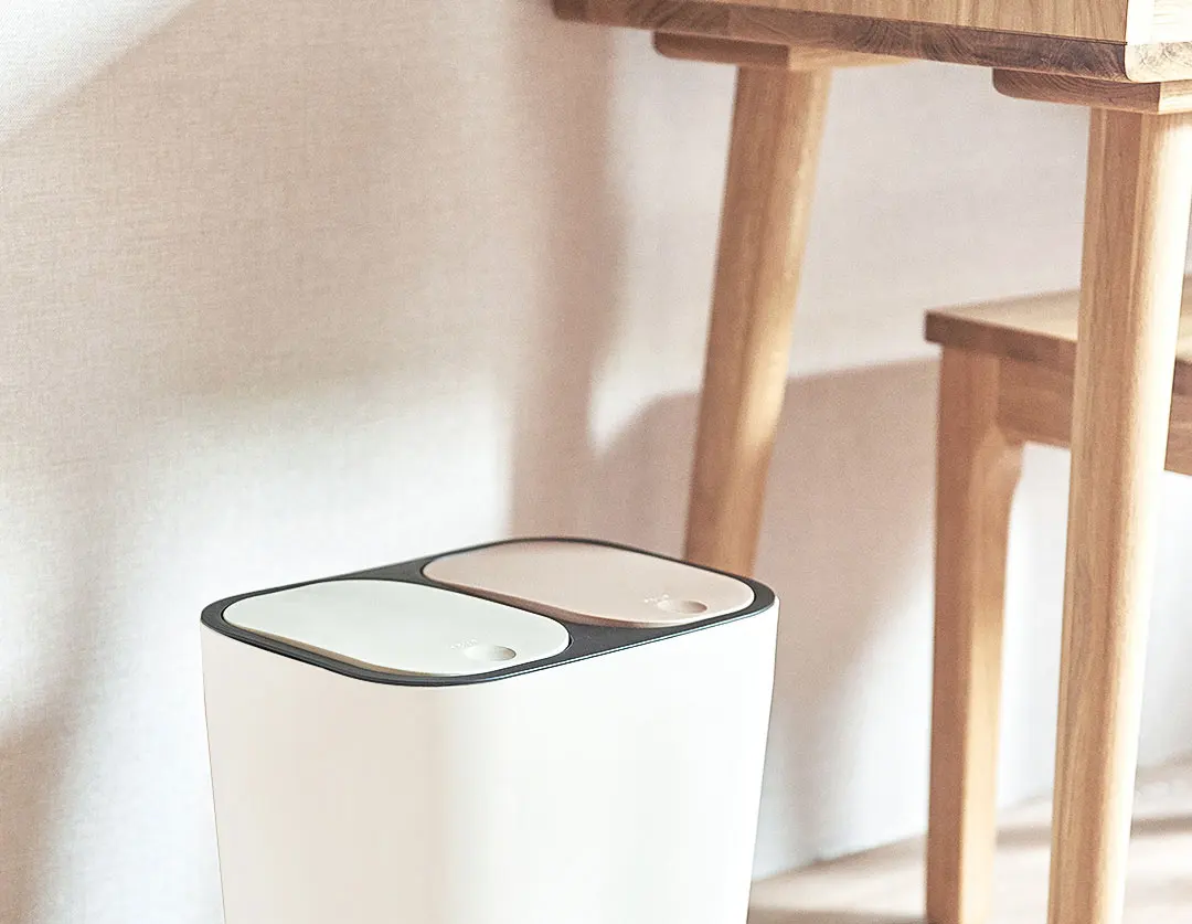 Новая Xiaomi Mijia Youpin двойная крышка сортировочная корзина бежевая сухая и влажная разделительная, пуш-открытая крышка двойная крышка дизайн