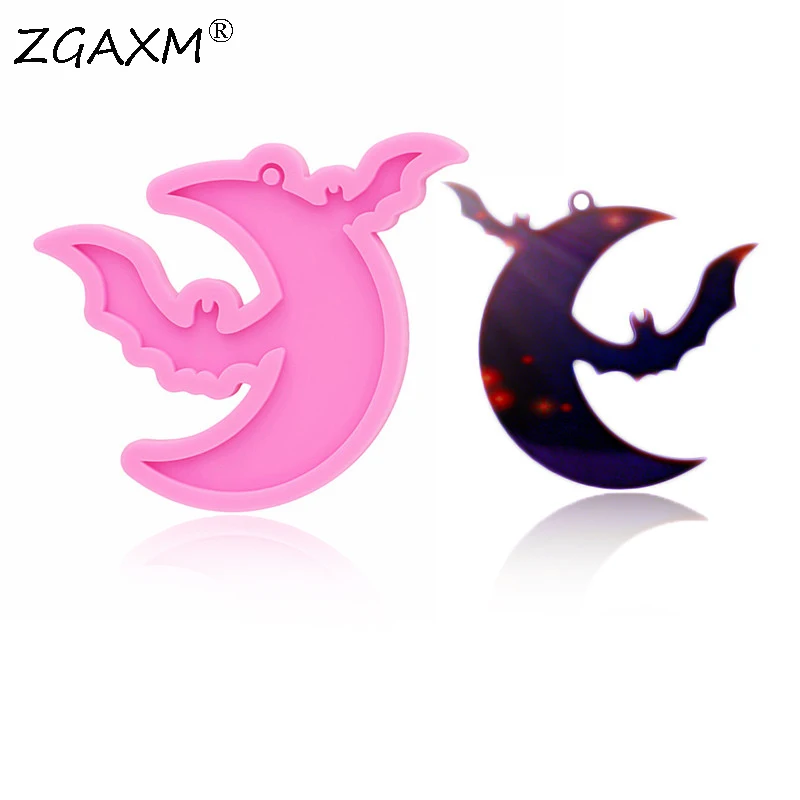 

Halloween bat epoxy resin silicone mold crescent shaped fashion jewelry pendant making clay gadgets kitchen cake baking molds