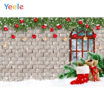 

Yeele Christmas Backdrop Winter Tree Snow Brick Wall Baby Birthday Party Customized Photography Background For Photo Studio