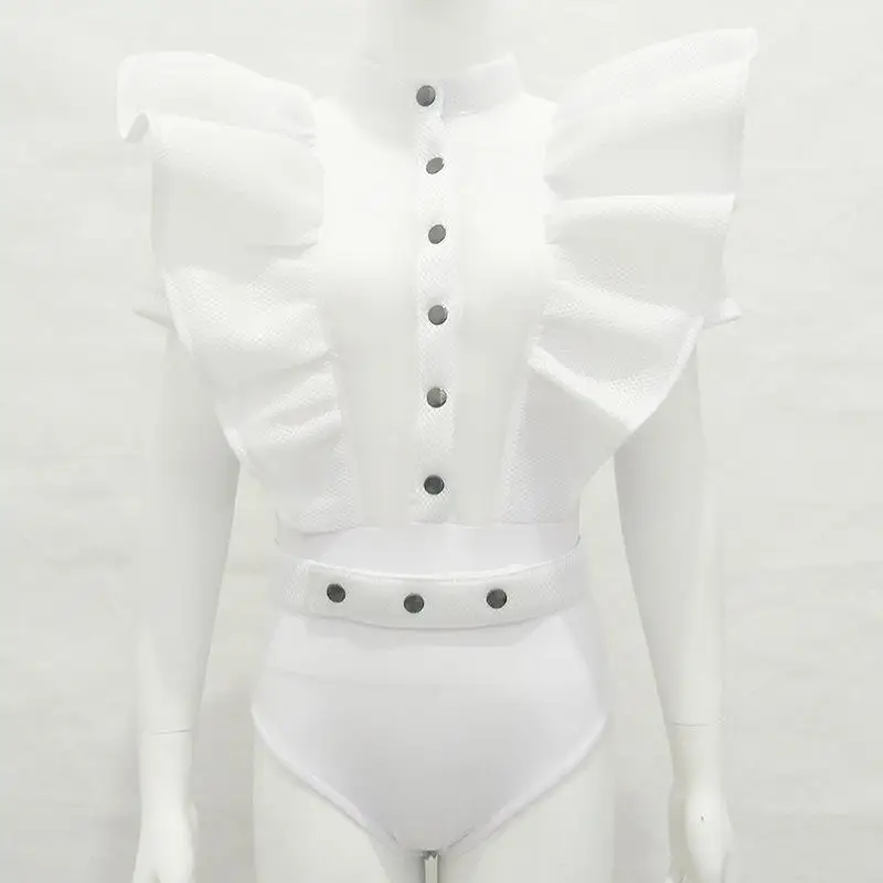 Red White Black Jumpsuits For Women Gothic Combinaison Femme Sexy Body Women One Piece Mesh Bodysuit Womens Clothing Romper - Цвет: white