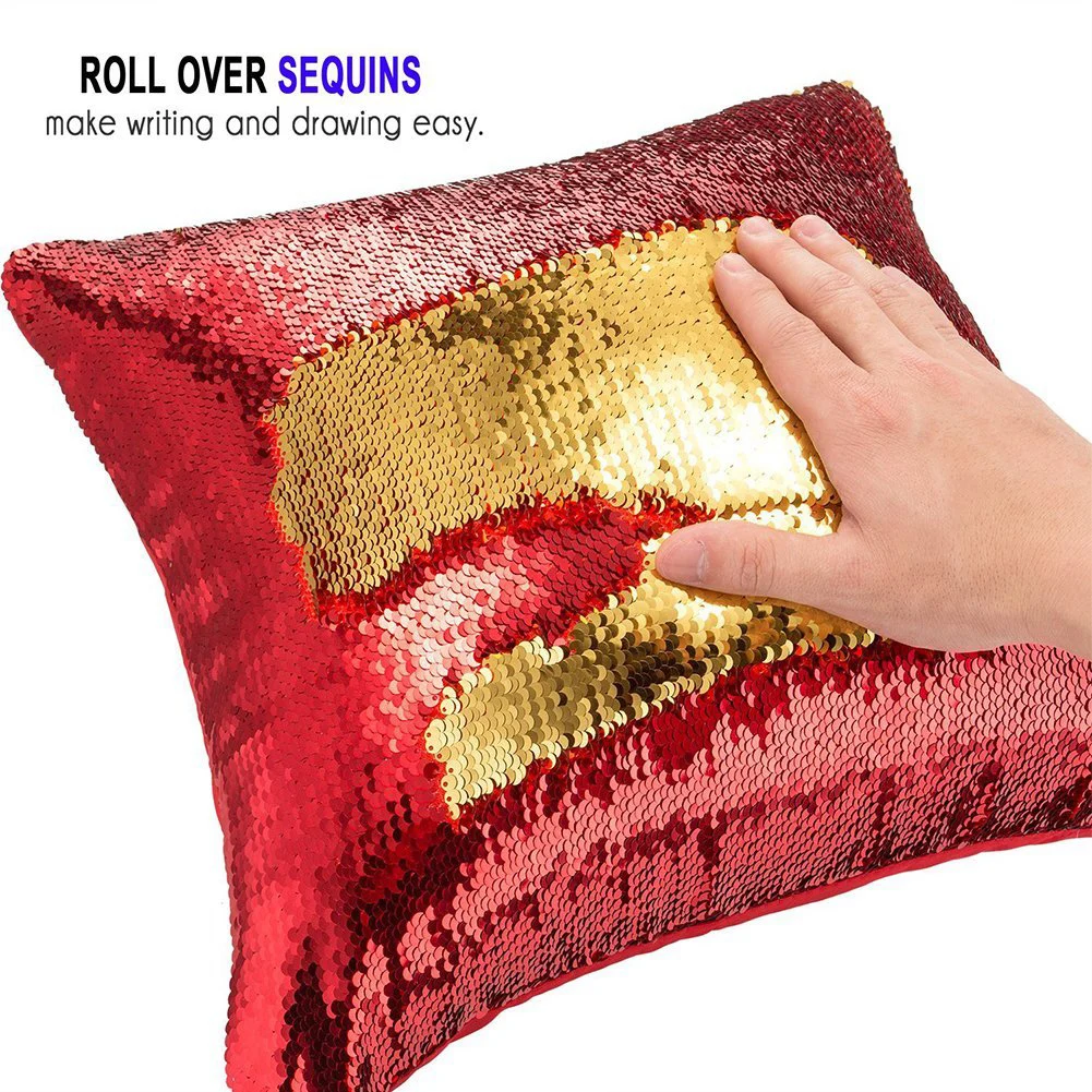 Valentine's Day Gift DIY Mermaid Sequin Cushion Cover Magical Throw Pillowcase Color Changing Reversible Pillow Case Home Decor