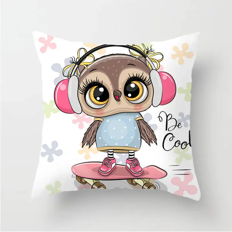 Owl Decoration Cushion Cover Polyester Throw Pillow Case Cover Decoration Pillowcases Decorative Pillows Cover TP136 - Цвет: TP13619