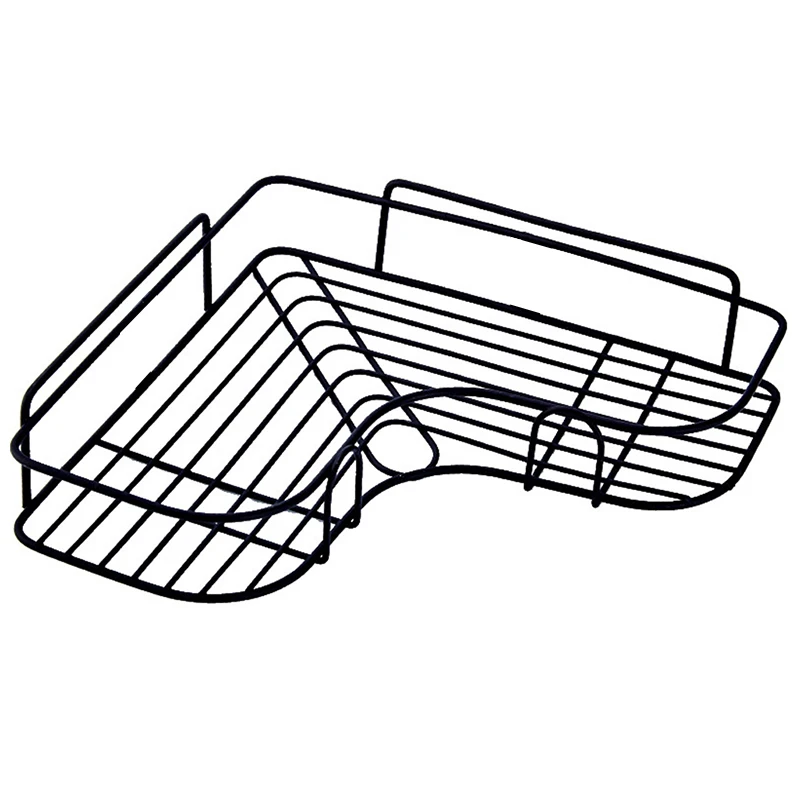 Bathroom Kitchen Punch Corner Frame Shower Shelf Wrought Iron Shampoo Storage Rack Holder Need Suction Cup Accessories |