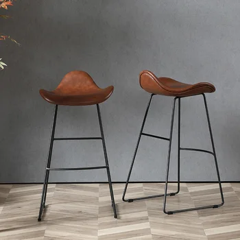 

American Vintage High Bar Chair Furniture Modern Wrought Iron Barstool Creative Leisure Bar Stools Luxury Cafe Bar Chair