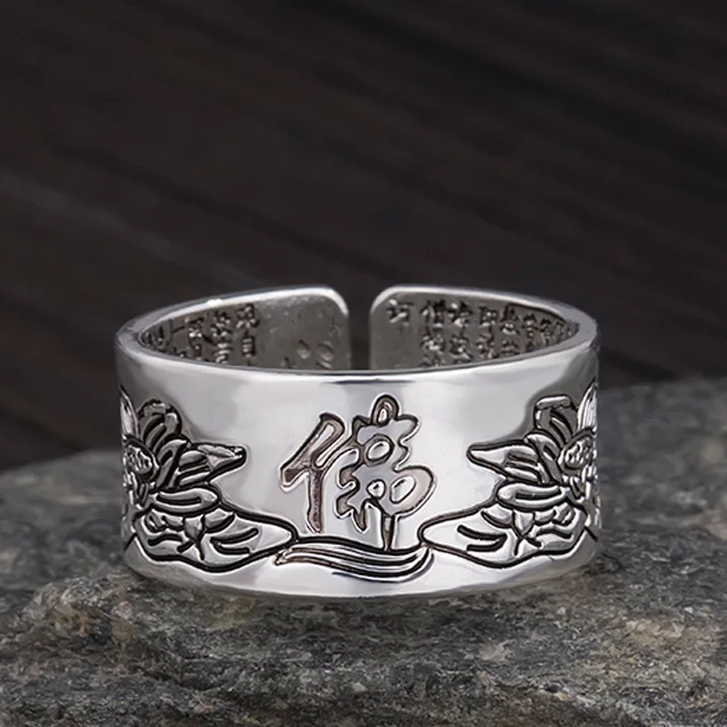 Prettyland винтажные посеребренные кольца для открывания тибетские библейские мужские кольца модные ювелирные изделия с гравировкой Писание